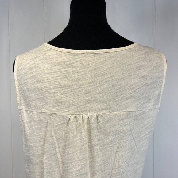 Garnet Hill Sleeveless Ivory Tunic Top Size M Cotton Lace Detail, Cottage Boho - Picture 6 of 9